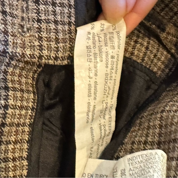 ZARA Asymmetrical Hem Plaid Trousers size 2 - Picture 9 of 11